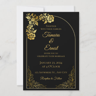 Luxury Black Gold Royal Wedding Invitation Card Einladung