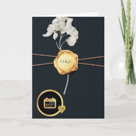 Luxury Black & Gold Wax Seal Wedding Invitation 