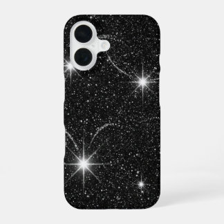 Luxury Black Night Sky Starry Sparkle iPhone 16 Ca Hülle