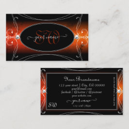 Luxury Black Orange Verziert Sparkle Jewels Monogr Visitenkarte