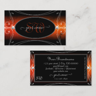 Luxury Black Orange Verziert Sparkle Jewels Monogr Visitenkarte