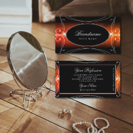 Luxury Black Orange Verziert Sparkle Jewels Stilvo Visitenkarte