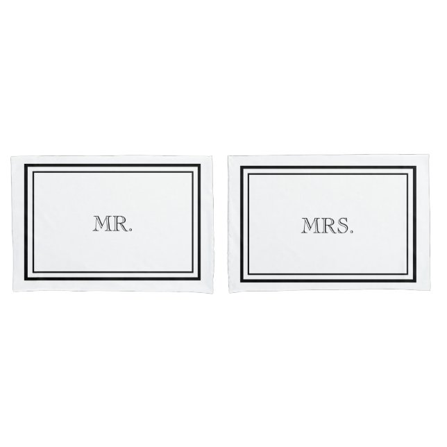 Luxury Black & White Mr & Mrs. Kissenbezug (Vorderseite-Set)