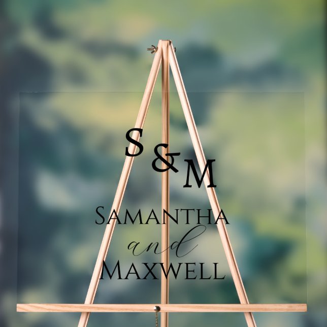 Luxury BlackWedding Monogram Acrylschild (Neutral)