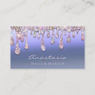 Luxury Blue Foil Glitzer Tropfens Makeup Artist Visitenkarte
