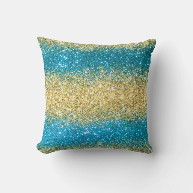 Luxury Blue Gold Glitzer Kissen (Vorderseite)