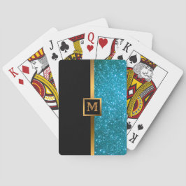 Luxury Blue Gold Glitzer Spielkarten