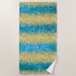 Luxury Blue Gold Glitzer Strandtuch
