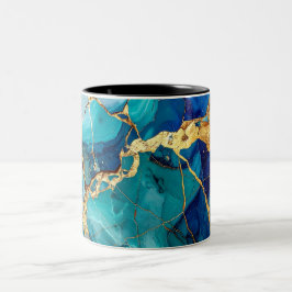 Luxury Blue & Gold Marble Abstract Art Mug Zweifarbige Tasse