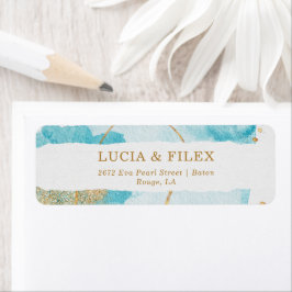 Luxury Blue Gold Watercolor Abstrakte Adresse