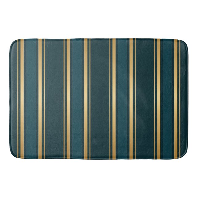 Luxury Blue Green Gold Stripe Gift Wrap Pattern Badematte (Vorderseite)