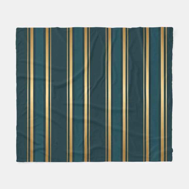 Luxury Blue Green Gold Stripe Gift Wrap Pattern Fleecedecke (Vorderseite (Horizontal))