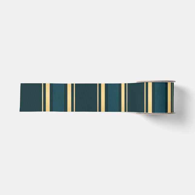 Luxury Blue Green Gold Stripe Gift Wrap Pattern Ripsband (Vorderseite)