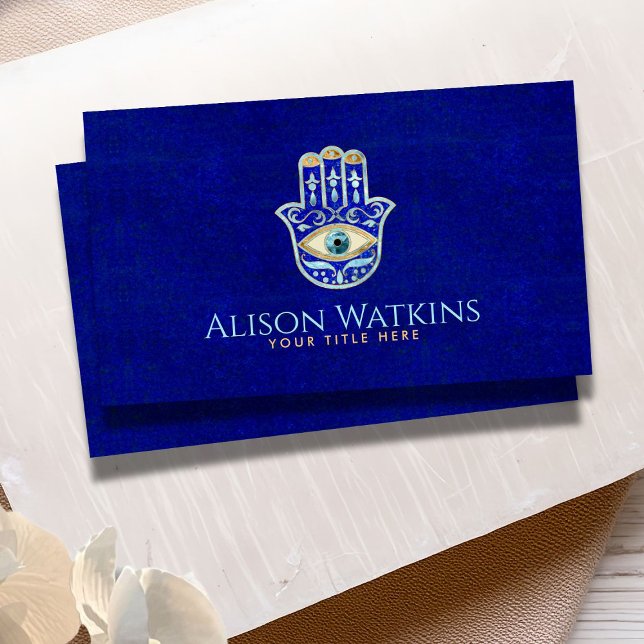Luxury Blue Lapis Lazuli Hamsa Handdekoration Visitenkarte (Von Creator hochgeladen)