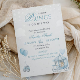 Luxury Blue Little Prince Real Foil Baby Shower  Folieneinladung