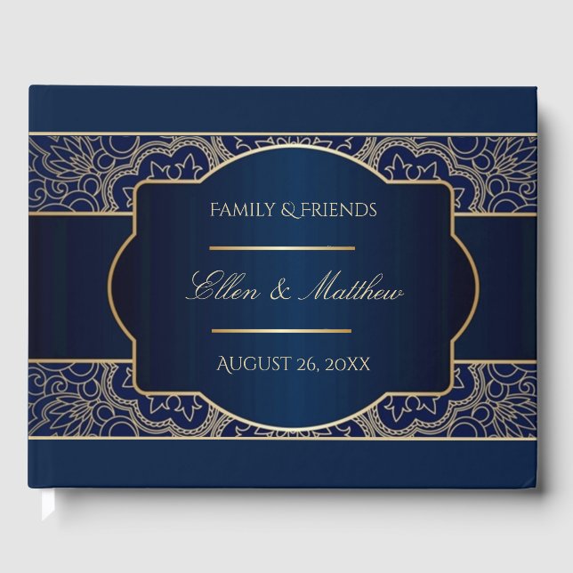 Luxury Blue Wedding Guestbook Gästebuch (Vorderseite)