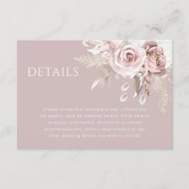 Luxury Blush Floral Botanical Wedding Details Begleitkarte