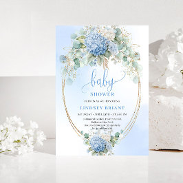 Luxury Bohemian Blue Hydrangea Baby Shower Invite Einladung