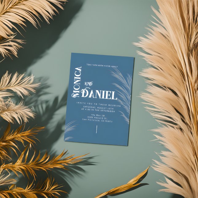 Luxury Boho Blue & White Wedding Einladung (Von Creator hochgeladen)