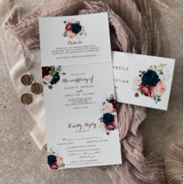 Luxury Boho farbenfrohe, dreifache Hochzeit der Bl Dreifach Gefaltete Einladung