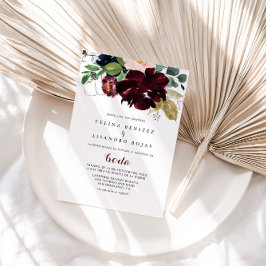 Luxury Boho farbenfrohe Spanische Hochzeit mit flo Einladung