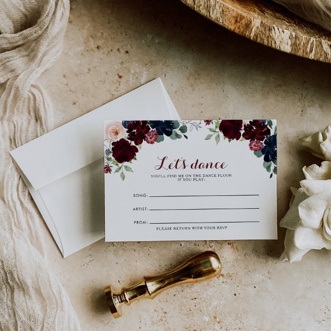 Luxury Boho Floral Wedding Song Request Card RSVP Karte (Von Creator hochgeladen)
