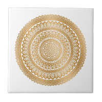 Luxury Boho Imitate Gold Mandala Ornament White