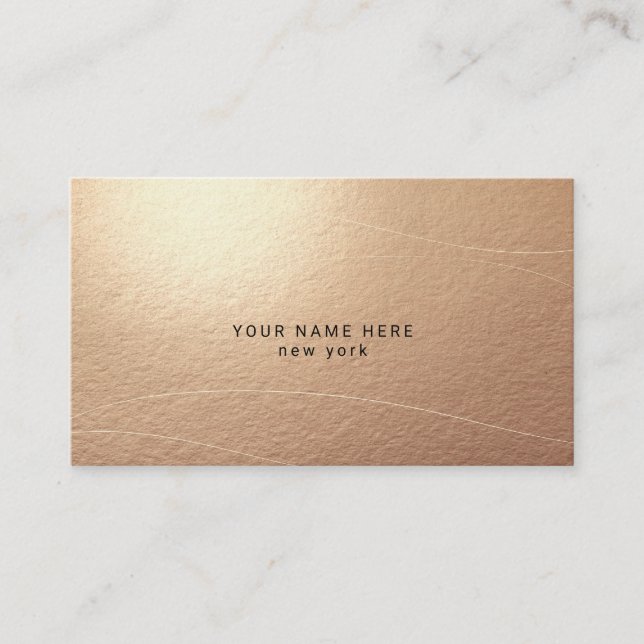 Luxury Bronze Abstract Waves Business Cards Begleitkarte (Vorderseite)