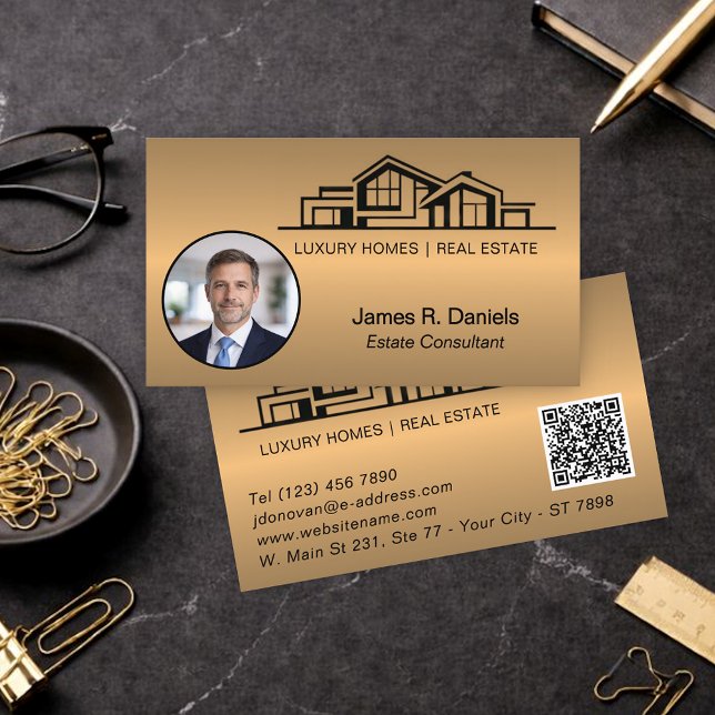 Luxury Bronze Gold Real Estate Chic Professional Visitenkarte (Von Creator hochgeladen)