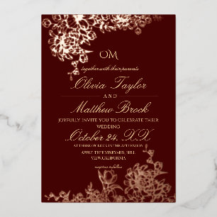 Luxury Burgundy & Gold Garden Floral Wedding Invi Folieneinladung