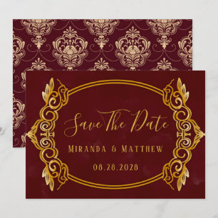 Luxury Burgundy & Gold Royal speichern die Datumsk Einladung