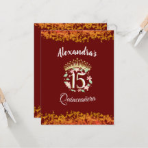Luxury Burgundy Quinceañera Spanische Einladung