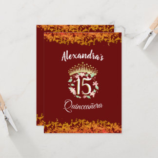 Luxury Burgundy Quinceañera Spanische Einladung
