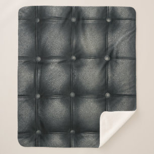 Luxury Buttoned Leather Texture Sherpadecke