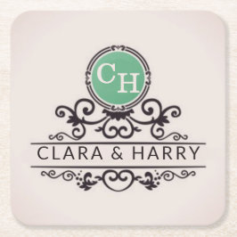 Luxury Calligraphic Elegant Monogram Minimal Rechteckiger Pappuntersetzer