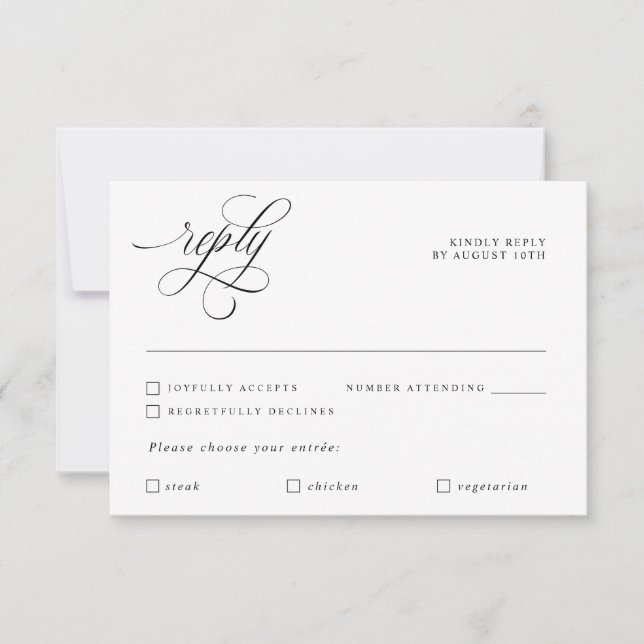 Luxury Calligraphy Elegant Wedding Reply RSVP Card Karte (Vorderseite)