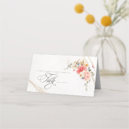 Luxury Calligraphy Pink Floral Wedding Platzkarte