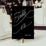 Luxury Calligraphy Wedding Number 13, Black Tischnummer<br><div class="desc">Tabelle 13. Bitte Karo alle verfügbaren Nummern. | Luxuriöse und elegante Wirble Kalligraphie Hochzeit Tischnummer mit Ihren Initialen. Für eine weiter gehende Anpassung dieses Designs klicken Sie bitte auf den BUTTON BLAU DESIGN TOOL oben!</div>