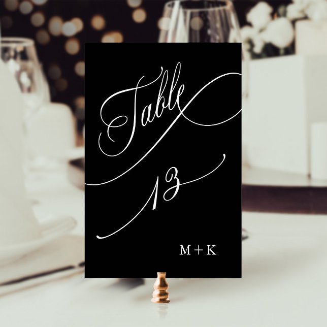 Luxury Calligraphy Wedding Number 13, Black Tischnummer (Von Creator hochgeladen)