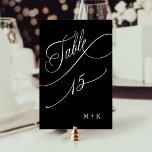Luxury Calligraphy Wedding Number 15, Black Tischnummer<br><div class="desc">Tabelle 15. Bitte Karo alle verfügbaren Nummern. | Luxuriöse und elegante Wirble Kalligraphie Hochzeit Tischnummer mit Ihren Initialen. Für eine weiter gehende Anpassung dieses Designs klicken Sie bitte auf den BUTTON BLAU DESIGN TOOL oben!</div>