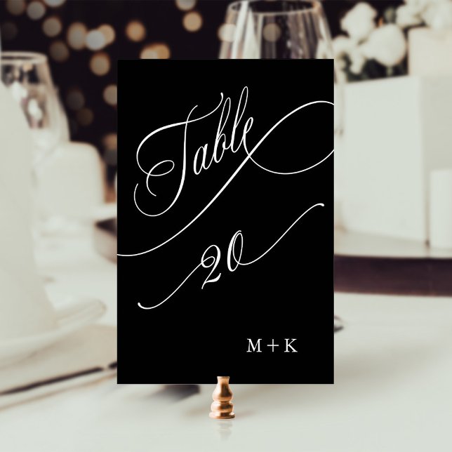 Luxury Calligraphy Wedding Number 20, Black Tischnummer (Von Creator hochgeladen)