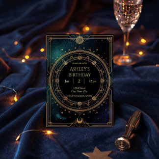 Luxury Celestial Birthday Invitation – Midnight Einladung