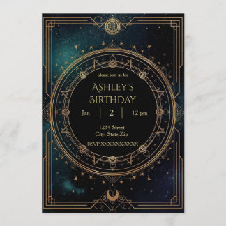 Luxury Celestial Birthday Invitation – Midnight Einladung