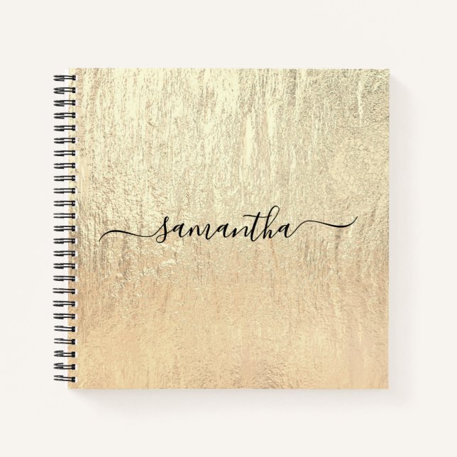 Luxury Champagne Gold Signature Name Notizbuch (Vorderseite)