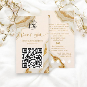 Luxury Chic Marmor Gold Foil Danke für Ihre Bestel Visitenkarte