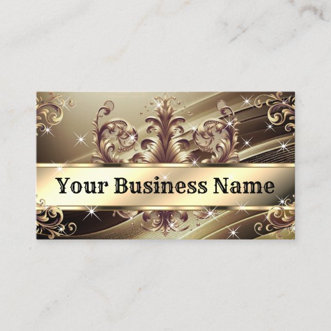 Luxury Chic Royal Ornament Glam Brown Gold Ombre Visitenkarte (Vorderseite)
