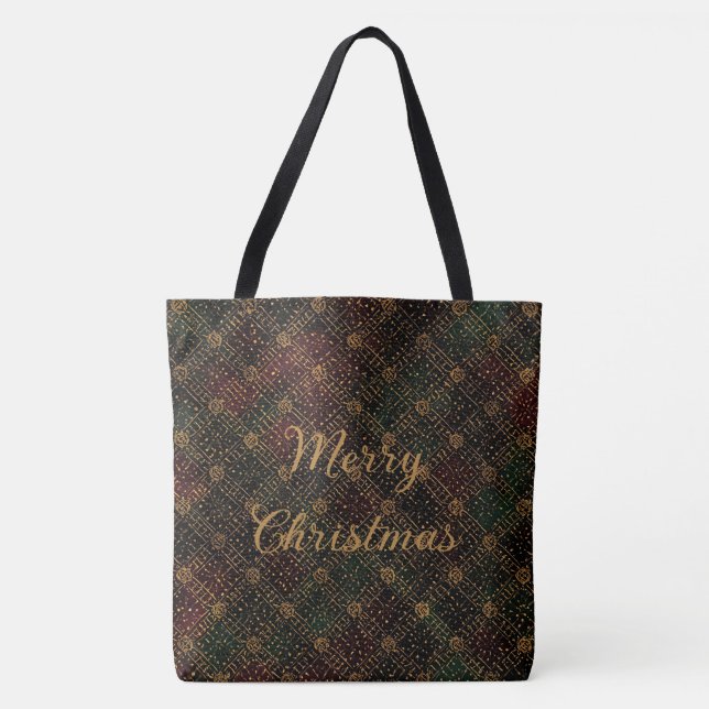 Luxury, Christmas Pattern, Gold Merry Christmas To Tasche (Vorderseite)