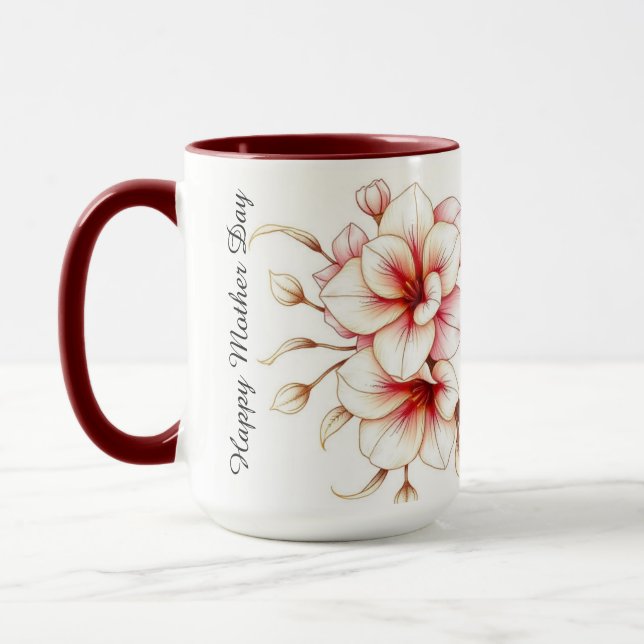 Luxury Coquette Rococo Floral Heart Pink Tasse (Links)