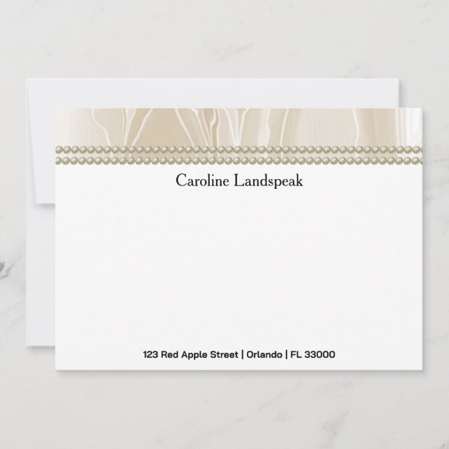 Luxury correspondence Custom Cream Silk & Pearls Mitteilungskarte (Vorderseite)