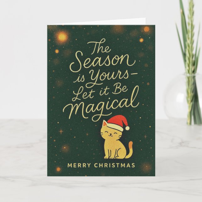 Luxury Cozy Santa Cat Christmas Card Karte (Vorderseite)